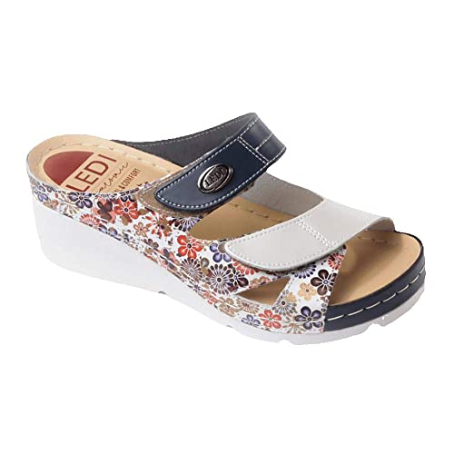 Ledi Anatomic 108-5 Lederschuhe Sandalen Sandalette Clog Pantolette Komfortschuhe Hausschuhe, Damen, Blume, EU 41 von Ledi