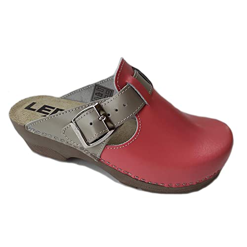 Ledi Anatomic 330-11 Lederschuhe Clog Pantolette Komfortschuhe Hausschuhe, Damen, Lachsbeige, EU 41 von Ledi