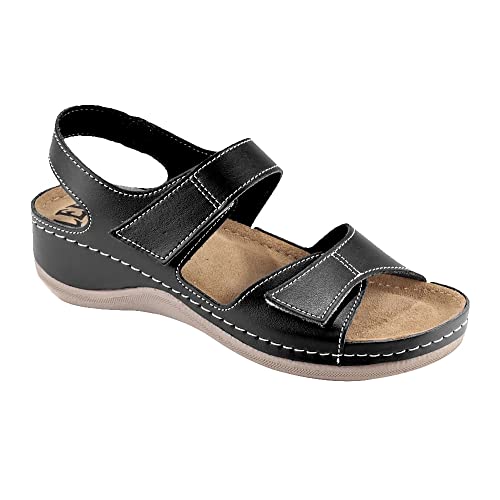 Ledi Anatomic 410-10 Lederschuhe Sandalen Sandalette Clog Pantolette Komfortschuhe Hausschuhe, Damen, Schwarz, EU 36 von Ledi