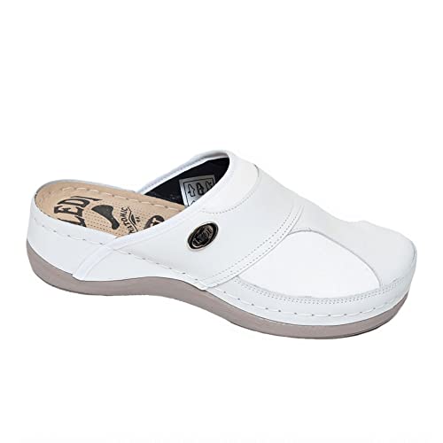 Ledi Anatomic 429-N1 Lederschuhe Clog Pantolette Komfortschuhe Hausschuhe, Damen, Weiß, EU 39 von Ledi