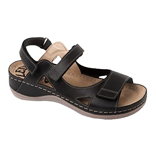 Ledi Anatomic 435-NER Lederschuhe Sandalen Sandalette Clog Pantolette Komfortschuhe Hausschuhe, Damen, Schwarz, EU 38 von Ledi