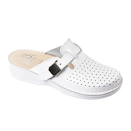Ledi Anatomic 632-18 Lederschuhe Clog Pantolette Komfortschuhe Hausschuhe, Herren, Weiß, EU 46 von Ledi