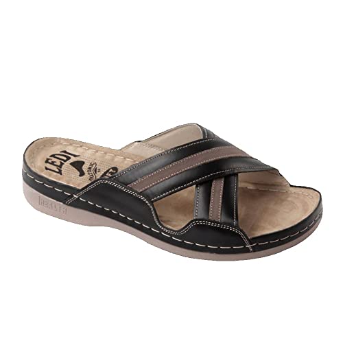 Ledi Anatomic 800-10 Lederschuhe Sandalen Sandalette Clog Pantolette Komfortschuhe Hausschuhe, Herren, Schwarz Braun, EU 46 Ledi Anatomic 800-10 Lederschuhe Sandalen Sandalette Clog Pantolette Komfortschuhe Hausschuhe, Herren, Schwarz Braun, EU 46 von Ledi
