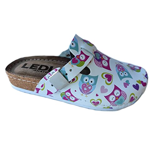 Ledi Anatomic 90-OWL Lederschuhe Clog Pantolette Komfortschuhe Hausschuhe, Damen, Eule, EU 37 Ledi Anatomic 90-OWL Lederschuhe Clog Pantolette Komfortschuhe Hausschuhe, Damen, Eule, EU 37 von Ledi