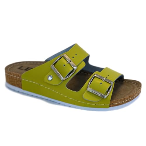 Ledi Anatomic 92-NEO Lederschuhe Sandalen Sandalette Clog Pantolette Komfortschuhe Hausschuhe, Damen, Gelb, EU 41 von Ledi