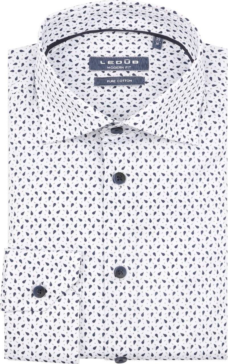 Ledub Hemd Print Weiß - Größe 45 von Ledub