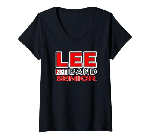 Damen „Klassisches“ Logo der Senior Lee Band T-Shirt mit V-Ausschnitt von Lee Band Booster