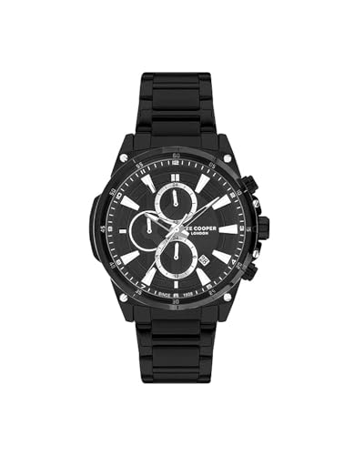 LEE COOPER LC07490.650 Herren Multifunktionsuhr mit schwarzem Zifferblatt schwarz schwarz schwarz, Schwarz von Lee Cooper