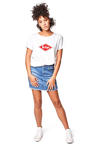 Lee Cooper Damen High Rise Jeans Skirt Rock, Hellblau, Standard von Lee Cooper