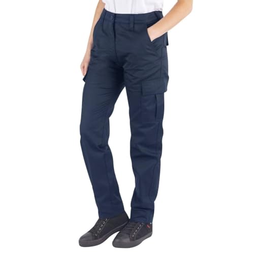 Lee Cooper LCLPNT241 Damen Pflegeleichte Multi-Pocket-Hose Classic Cargo Safety Arbeitshose, Marineblau, 40 EU - 28L von Lee Cooper