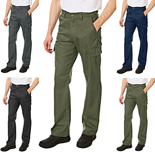 Lee Cooper LCPNT205 Herren-Pflegeleichte Berufssicherheitshose im klassischen Cargo-Stil mit mehreren Taschen, Khaki, 40W / 31L von Lee Cooper