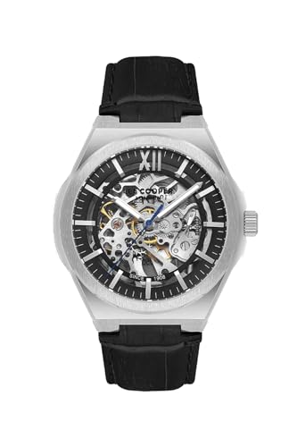 Lee Cooper Herren-Armbanduhr, Automatik-Display und Lederarmband LC08050.351, Schwarz, Schwarz, Armband von Lee Cooper