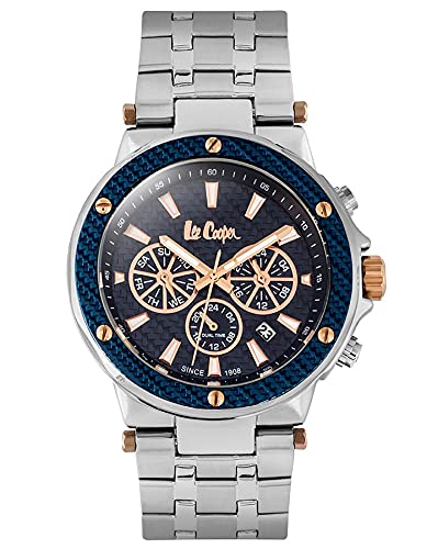 Lee Cooper Herren-Armbanduhr mit Multifunktions-Anzeige und Metallarmband - LC06746.390 Silber, blau, Armband von Lee Cooper