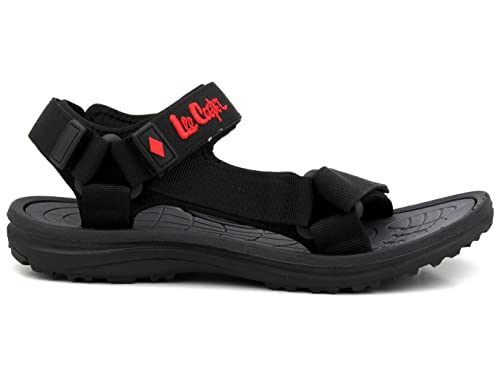 Lee Cooper Herren Sport Sandalen Klettverschluss EVA Sohle Bequeme Schuhe für Sommer Strand Garten Leicht verstellbar Farbe Schwarz Größe 41 von Lee Cooper