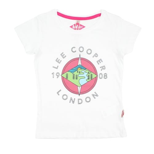 Lee Cooper Mädchen Maglietta Ragazza Kurzarm Shirt, Blanc, von Lee Cooper