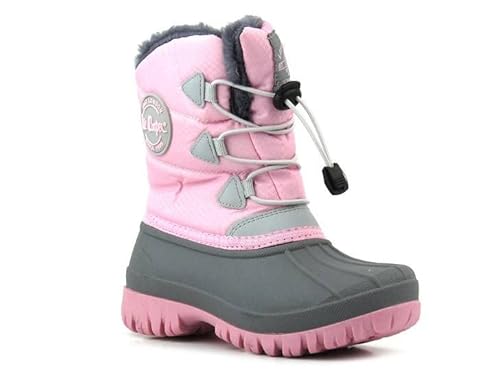 Lee Cooper Schneeschuhe für Kinder | Lee Cooper Kinderschneestiefel, Kinder-Winterstiefel | Warm, Rutschfeste Sohle, mit Regulation, Rosa und grau, 34 von Lee Cooper