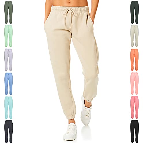 Light & Shade Damen Soft Touch Loungewear Jogginghose Jogger, Sand, L von Light & Shade