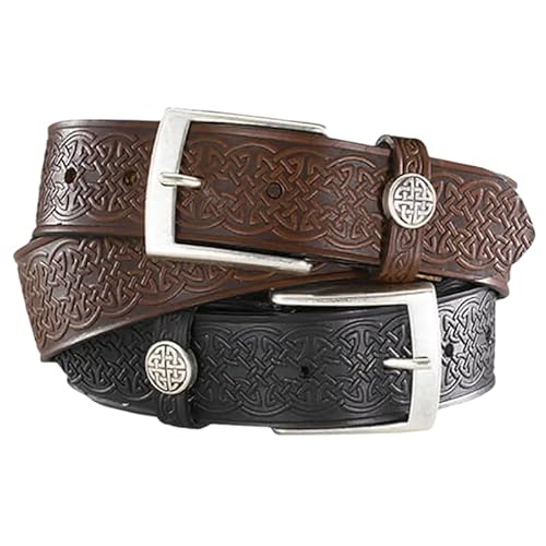 Lee River Goods Co Keltischer Knoten-Gürtel mit Schnalle, 100 % Leder, Braun, L von Lee River Goods Co