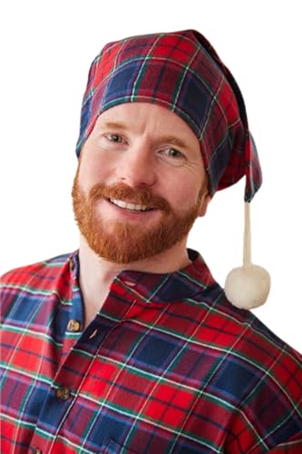 Lee Valley, Ireland - Herren-Nachtmütze, 100 % Baumwolle, hergestellt in Irland, Rot / Marineblau kariert, Einheitsgröße von Lee Valley, Ireland