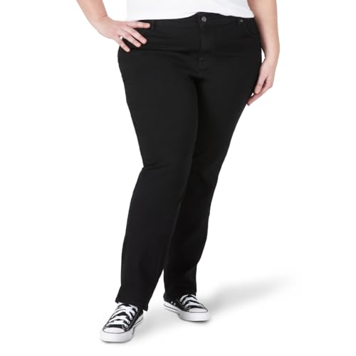 LEE Damen Plus-Size Relaxed Fit Straight Leg Jeans, Black Onyx, 22W Zierlich von Lee