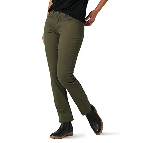 LEE Damen Regular Fit Straight Leg Jeans, Olive Night, 34 Kurz von Lee