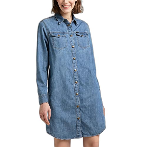 LEE Damen Shirt Dress Kleid, Mid Stone, Small von Lee