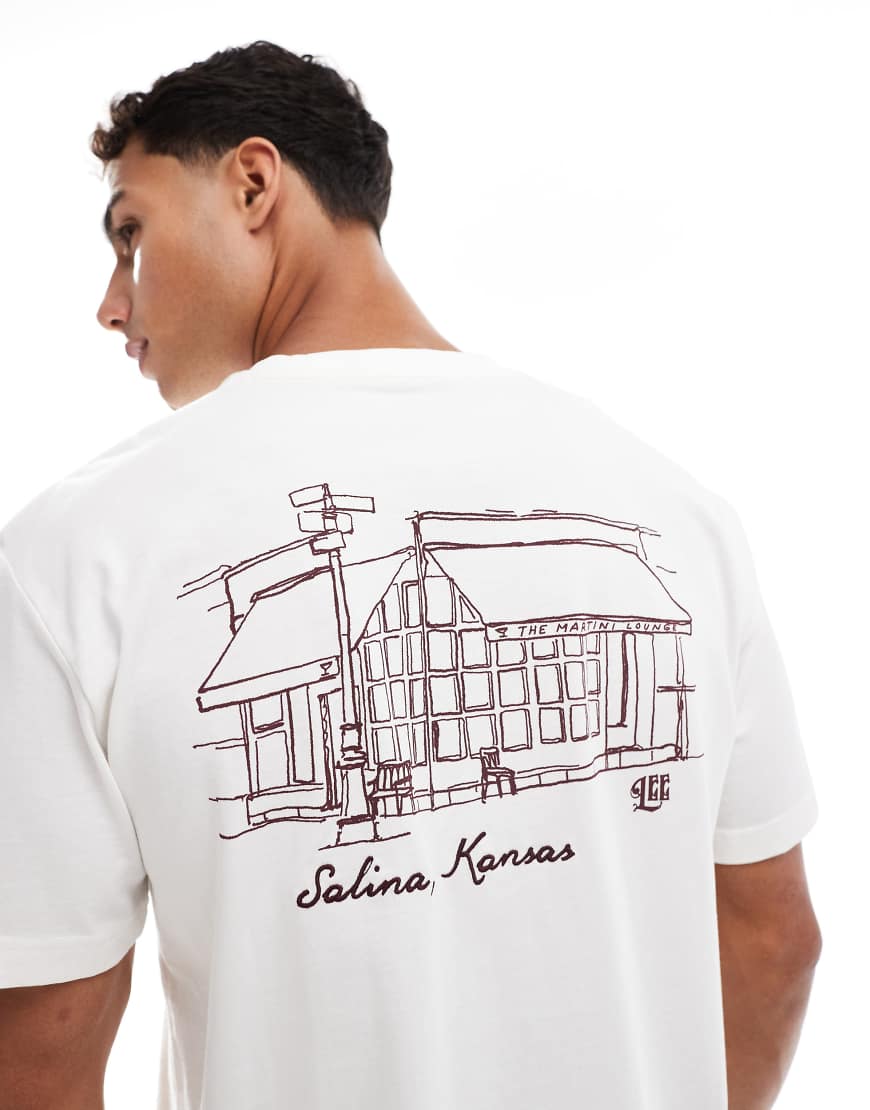 LEE - Locker geschnittenes T-Shirt in Ecru mit Print am Rücken-Weiß von Lee