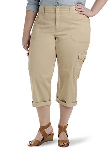 Lee Austyn Damen Cargo-Caprihose, Übergröße, entspannte Passform, Strick, Taille, Café, 48 Mehr von Lee