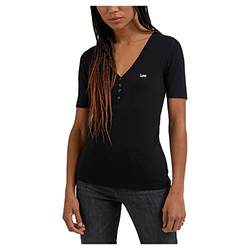 Lee Damen Henley T Shirt, Schwarz, M EU von Lee