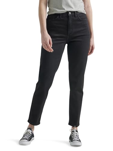 Lee Damen High Rise Mom Jeans, Schwarz, 40 Kurz von Lee