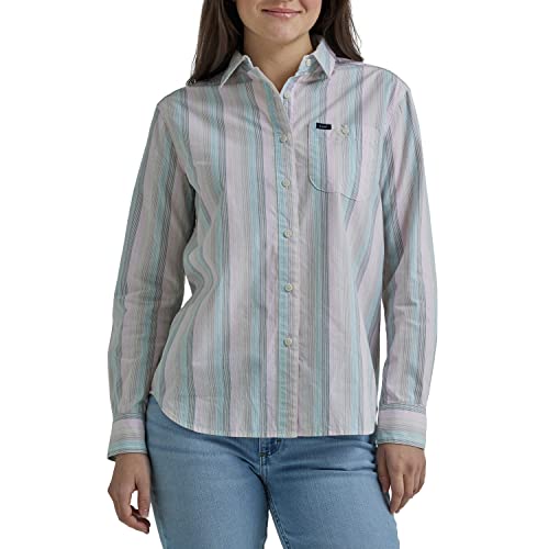 Lee Damen Legendäres langärmeliges Allzweck-Shirt mit Knopfleiste Hemd mit Button-Down-Kragen, Fort Green Stripe, Groß von Lee