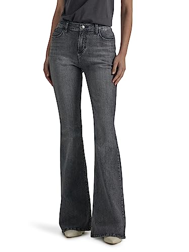 Lee Damen Legendary Mid Rise Flare Jeans, Verschwommene Dunkelheit, 50 Kurz von Lee