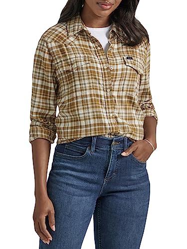 Lee Damen Legendary Slim Fit Western Snap Shirt, Neutrales Karomuster, Mittel von Lee