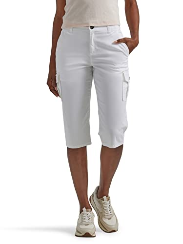 Lee Damen Petite Flex-to-go Cargo-Skimmer-Caprihose, mittelhoch, 38,1 cm Hose, Weiss/opulenter Garten, 50 Zierlich von Lee