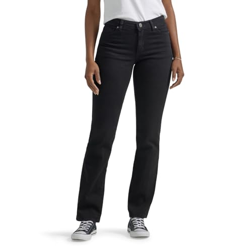 Lee Damen Petite Relaxed Fit Straight Leg Jeans, Black Onyx, 14 Petite von Lee