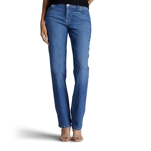 Lee Damen Petite Relaxed Fit Straight Leg Jeans, Mittelblau, 42 Zierlich von Lee