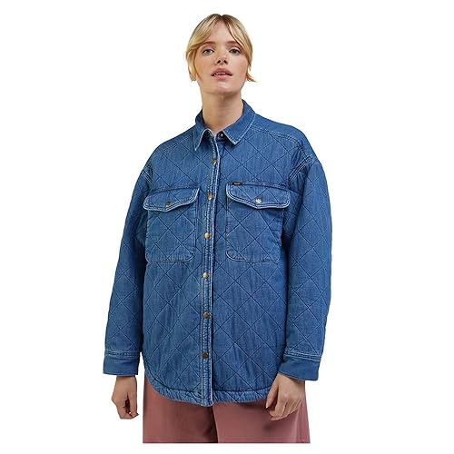 Lee Damen Quilted Overshirt Shirt, Mid Cascade, XL von Lee