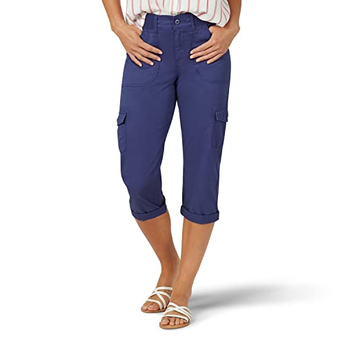 Lee Damen Relaxed-Fit Austyn Knit-Waist Cargo Capri Pant Hose, Blau (Ink Blue), 38 von Lee