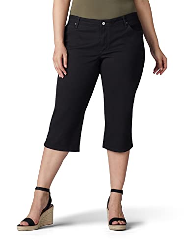 Lee Damen Übergröße, lockere Passform, Denim-Capri-Hose Jeans, schwarz, 48 von Lee