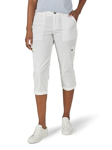 Lee Damen Ultra Lux Comfort mit Flex-to-Go Cargo-Caprihose, Weiss/opulenter Garten, 48 von Lee