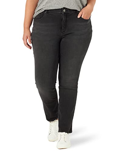 Lee Damen Ultra Lux Mid-Rise, schmale Passform, gerades Bein, Übergröße Jeans, Schwarz, 48 Plus von Lee