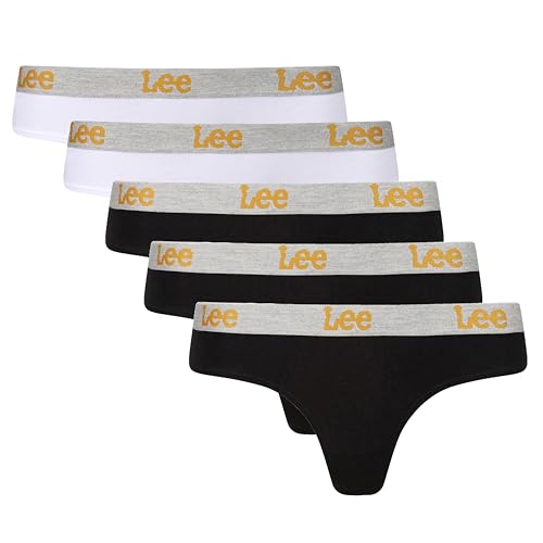 Lee Damen Womens Briefs in Black/White | Cotton Rich Underwear with Soft Microfibre Waistband Boxershorts, Blacks/Whites, von Lee