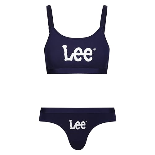 Lee Damen Womens Lee Cotton Bralette & Brief Set in Navy Trainings-BH, Baritone Blue Bra and Brief Set, von Lee