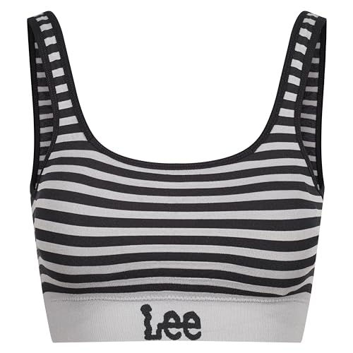 Lee Damen Womens Seamless Crop Bra in Black Stripes Trainings-BH, Moonless Night Stripe, von Lee