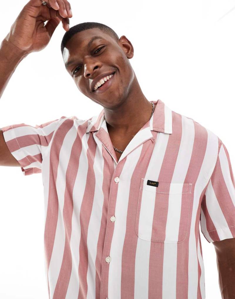 Lee - Freizeithemd in Creme gestreift mit lockerem Schnitt-Bunt von Lee