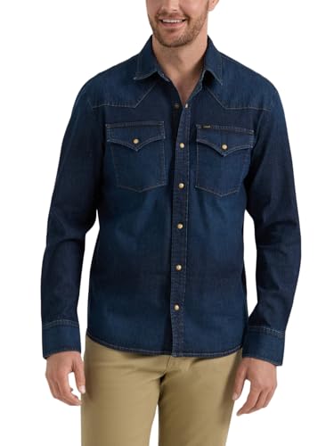 Lee Heritage Westernhemd für Herren, Inky Blue Vintage Wash, Mittel Lee Heritage Westernhemd für Herren, Inky Blue Vintage Wash, Mittel von Lee