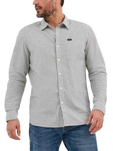 Lee Herren Allzweck-Langarmshirt mit klassischer Passform, Ecru Stripe, Mittel von Lee