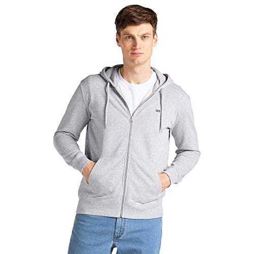 Lee Herren Basic Zip Through Hoodie Hooded Sweatshirt, GREY MELE, 5XL von Lee