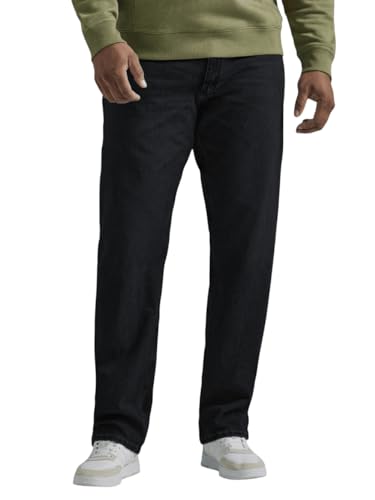 Lee Herren Big & Tall Legendary Relaxed Straight Jeans, Überfärbtes Schwarz, 54W / 34L von Lee