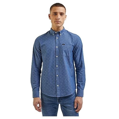 Lee Herren Button Down Shirt, Blau, XL EU von Lee
